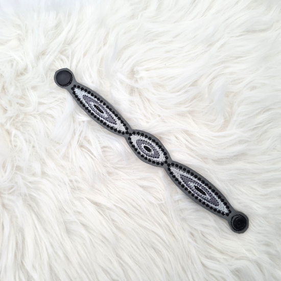 Preview: Armband in grau/schwarz, Echt-Leder, 21cm lang